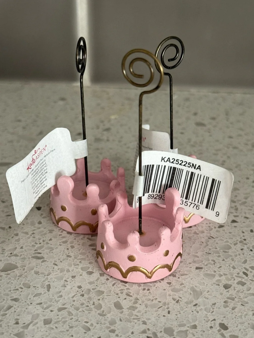 Kate Aspen Little Princess Pink Crown Frame & Place Card Holder Set New